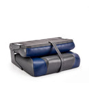 Deckmate Bench Mounted Folding Boat Seat Charcoal Blue Marine Grade Vinyl for sale