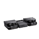 DeckMate Bass Boat Folding Bench Seat Set with center console closed