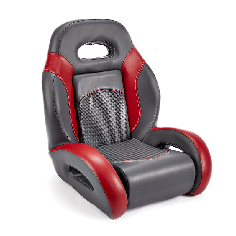 Deckmate High Back Sport Racing Style Bucket Seat Charcoal & Red Marine Grade Vinyl for sale