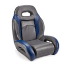 Deckmate High Back Sport Racing Style Bucket Seat Charcoal & Blue Marine Grade Vinyl for sale