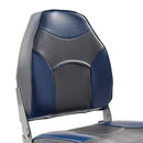 DeckMate Economy High Back Fishing Boat Seat Charcoal Blue Marine Grade Vinyl for sale