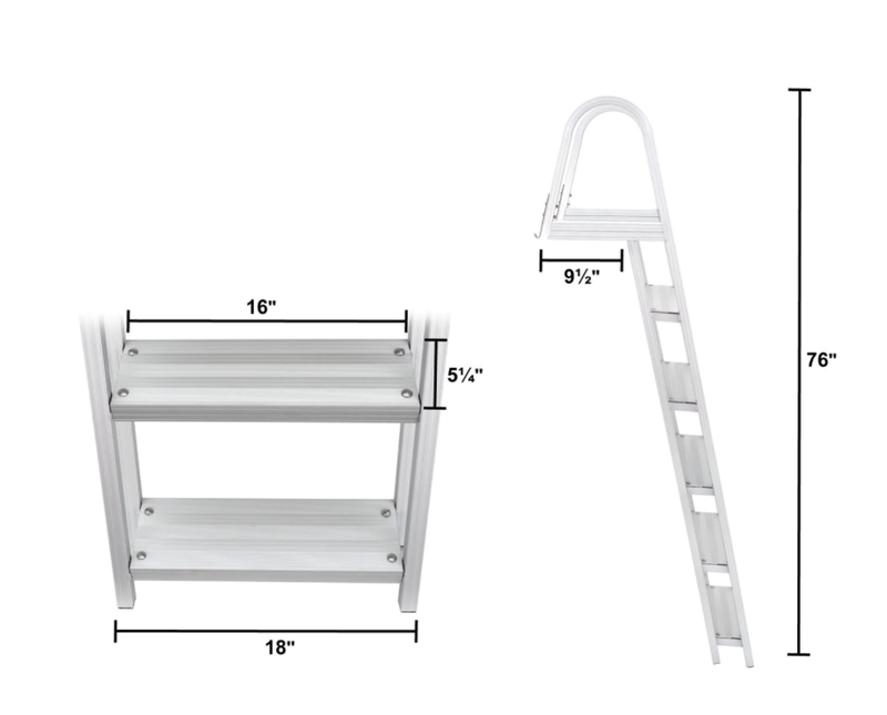 5 Step Pontoon Boat Ladders [Large Handrails and Steps]