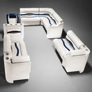 Ivory, Blue & Tan Pontoon Boat Seats