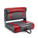 Deckmate Bench Mounted Folding Boat Seat Charcoal Red Marine Grade Vinyl for sale