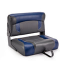 Deckmate Bench Mounted Folding Boat Seat Charcoal Blue Marine Grade Vinyl for sale