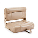 Deckmate Bench Mounted Folding Boat Seat Tan Marine Grade Vinyl Black Accent for sale