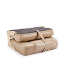 Deckmate Bench Mounted Folding Boat Seat Tan Marine Grade Vinyl Black Accent for sale