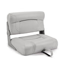 Deckmate Bench Mounted Folding Boat Seat Gray Marine Grade Vinyl Black Accent for sale