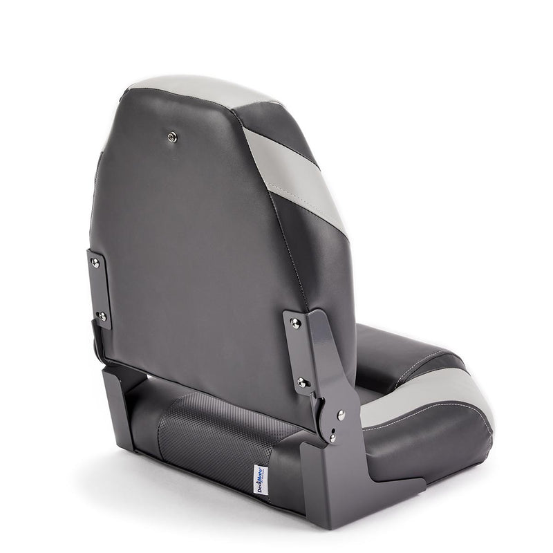 Deckmate High Back Folding Boat Seat Charcoal & Gray Marine Grade Vinyl for sale