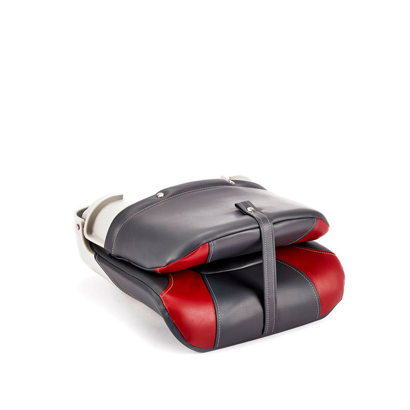 DeckMate Lean Pro Fishing Seat - Charcoal And Red Pedestal Mount Boat Seat