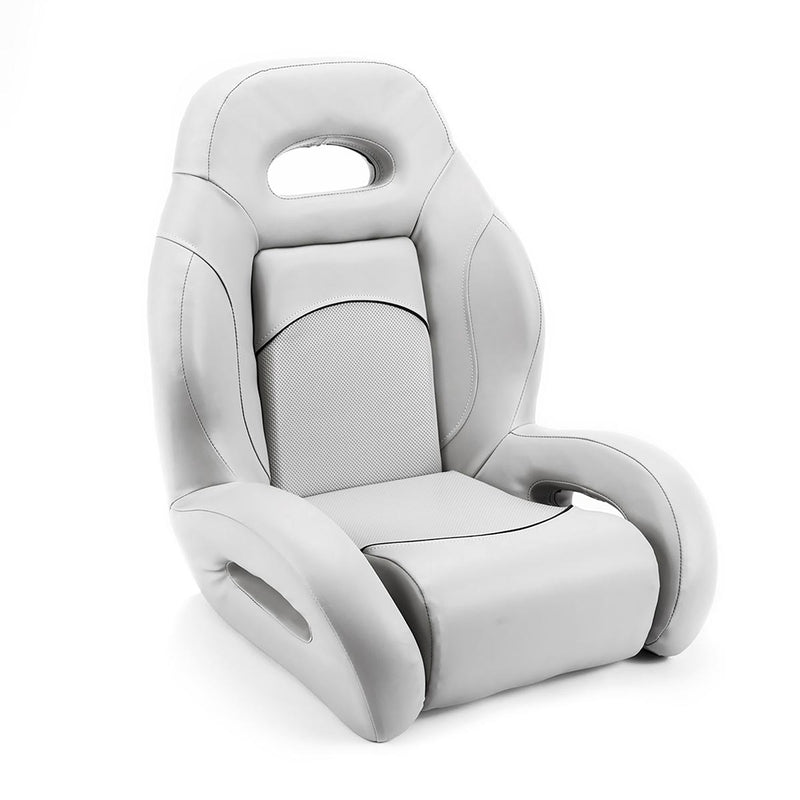 Deckmate High Back Sport Racing Style Bucket Seat White Marine Grade Vinyl Black Accent for sale