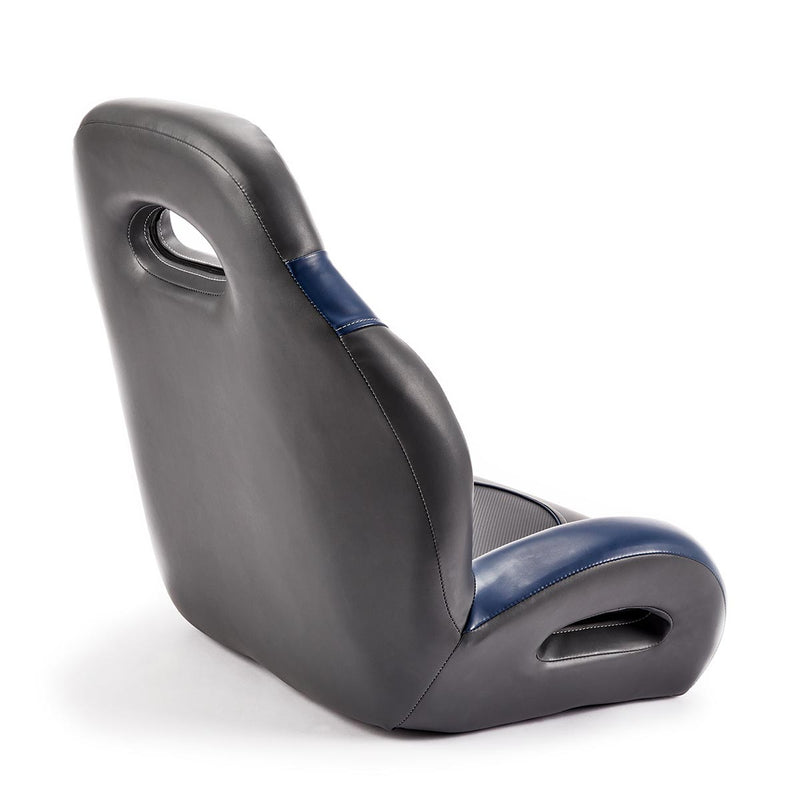 Deckmate High Back Sport Racing Style Bucket Seat Charcoal & Blue Marine Grade Vinyl for sale