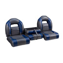 DeckMate Compact Bass Boat Bench Set with folding seat step closed