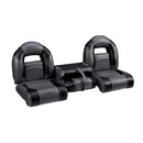 DeckMate Nitro Bass Boat Bench Set with folding step-back seat closed