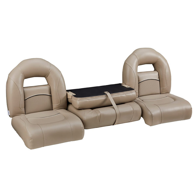 DeckMate Compact Bass Boat Bench Set with wide folding middle seat closed