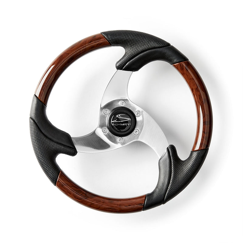 Deckmate Pontoon Boat burl wood helm wheel