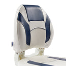 DeckMate Economy Center Hinge Cushion Fishing Boat Seat White Blue Marine Grade Vinyl for sale