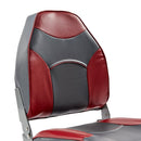 DeckMate Economy High Back Fishing Boat Seat Charcoal Red Marine Grade Vinyl for sale