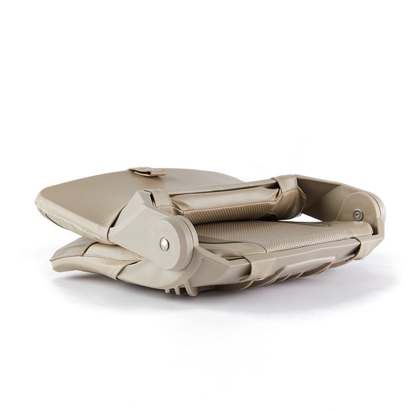 DeckMate Compact Folding Cushion Fishing Boat Seat Tan Beige Marine Grade Vinyl for sale