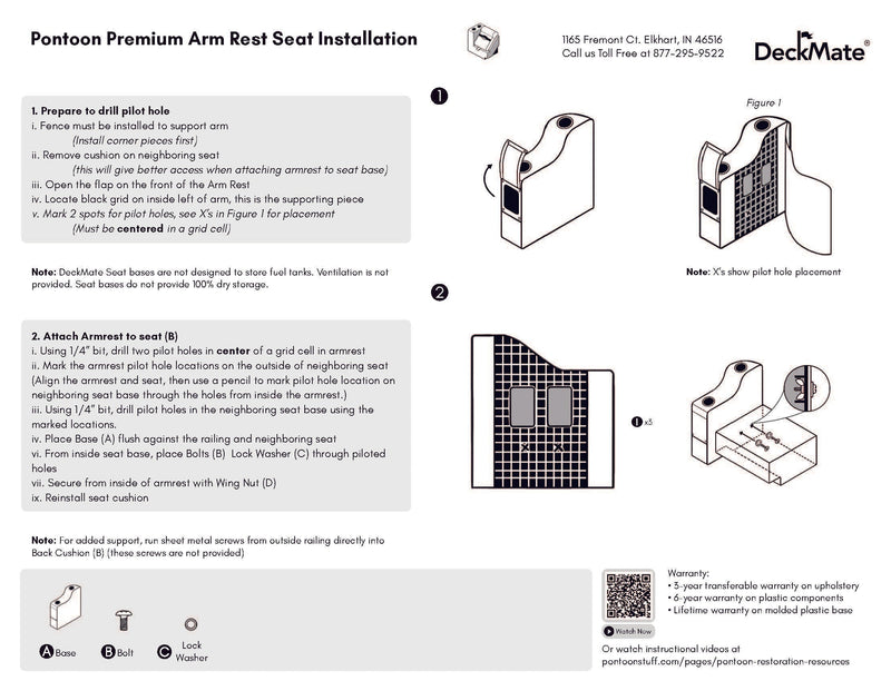 Right Luxury Pontoon Seat Arm