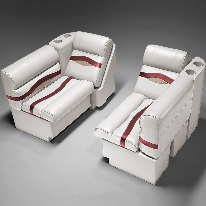 Ivory, Burgundy & Tan Pontoon Boat Seats