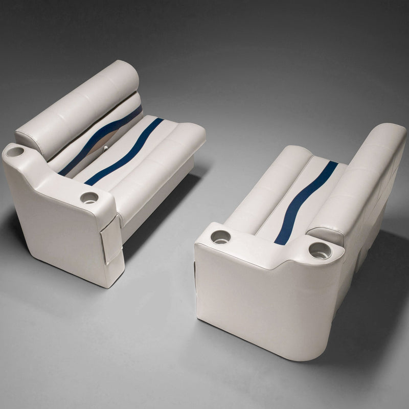 Ivory, Blue & Tan Pontoon Boat Seats