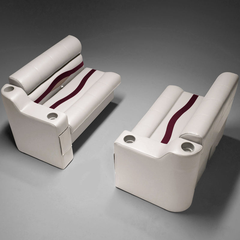 Ivory, Burgundy & Tan Pontoon Boat Seats