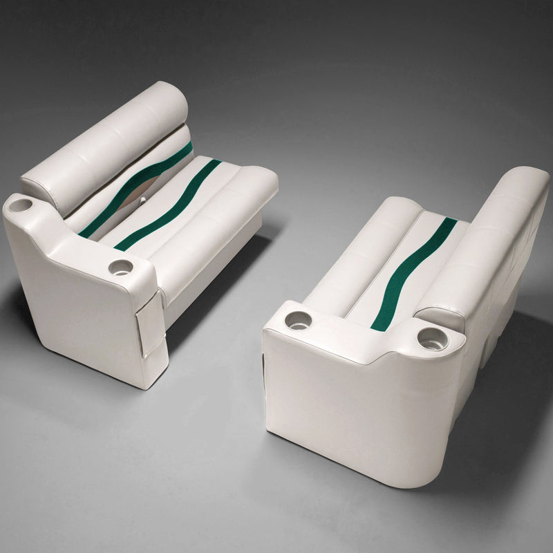 Ivory, Green & Tan Pontoon Boat Seats