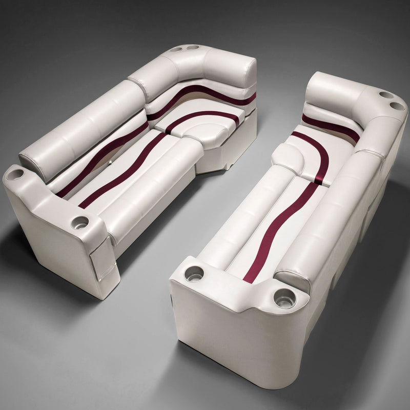 Ivory, Burgundy & Tan Pontoon Boat Seats