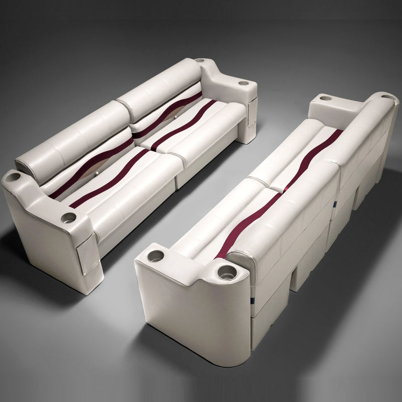 Ivory, Burgundy & Tan Pontoon Boat Seats