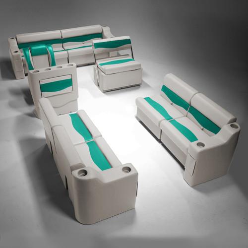 Ivory & Teal Pontoon Boat Furniture