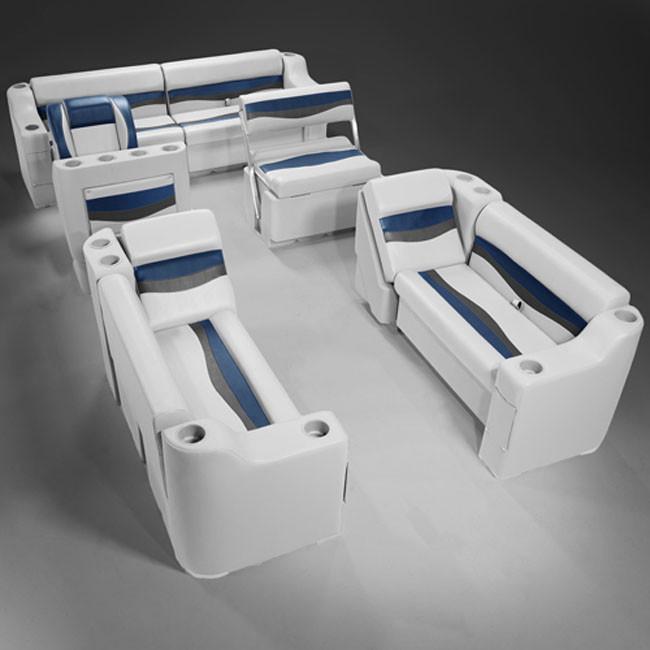 Gray, Blue & Charcoal Pontoon Boat Furniture