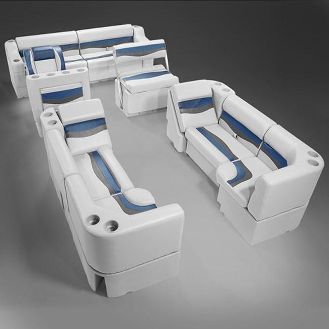 Gray, Blue & Charcoal Pontoon Boat Furniture