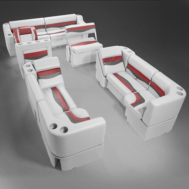 Gray, Red & Charcoal Pontoon Boat Furniture