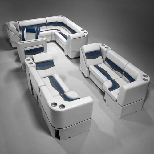 Gray, Blue & Charcoal Pontoon Boat Furniture