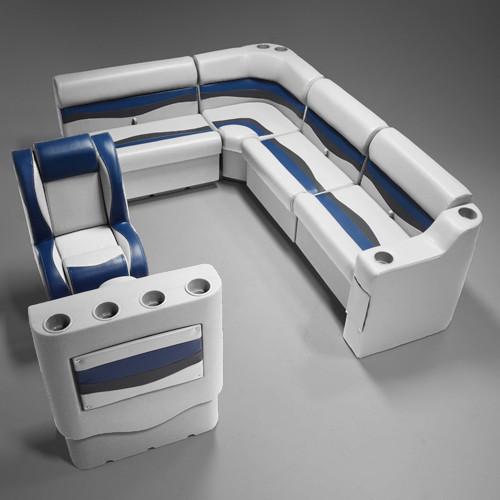 Gray, Blue & Charcoal Pontoon Boat Seats