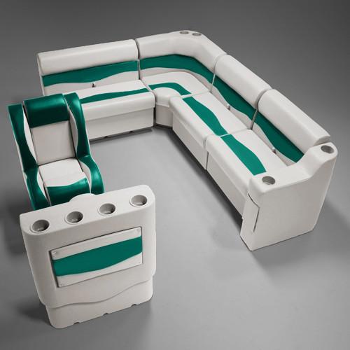 Ivory & Teal Pontoon Boat Seats