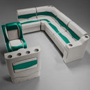 Ivory & Teal Pontoon Boat Seats
