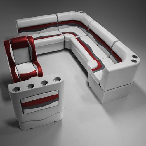 Gray, Red & Charcoal Pontoon Boat Seats
