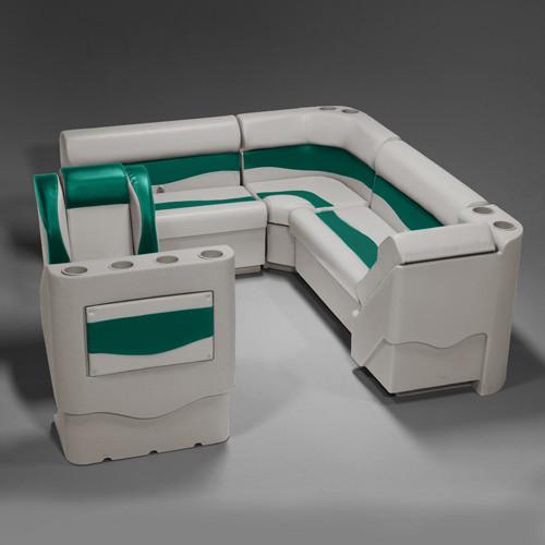 Ivory & Teal Pontoon Boat Seats