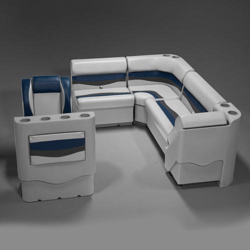 Gray, Blue & Charcoal Pontoon Boat Seats