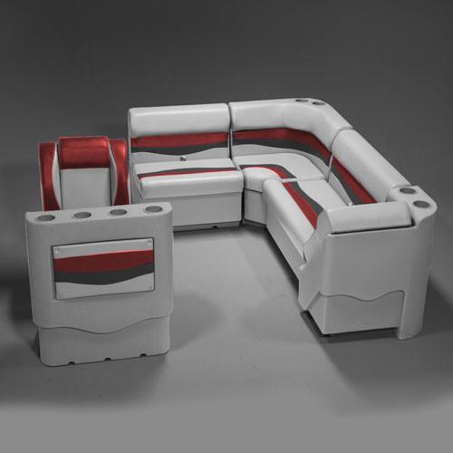 Gray, Red & Charcoal Pontoon Boat Seats