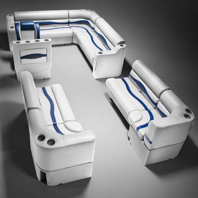 Gray, Blue & Charcoal Pontoon Boat Seats