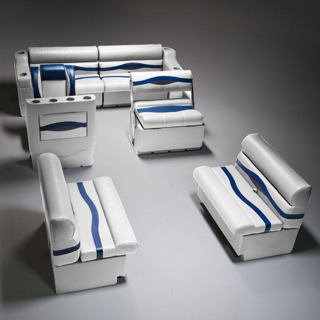 Gray, Blue & Charcoal Pontoon Boat Seats