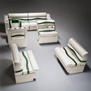 Ivory, Green & Tan Pontoon Boat Seats
