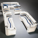 Ivory, Blue & Tan Pontoon Boat Seats