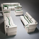 Ivory, Green & Tan Pontoon Boat Seats