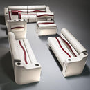 Ivory, Burgundy & Tan Pontoon Boat Seats
