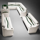 Ivory, Green & Tan Pontoon Boat Seats