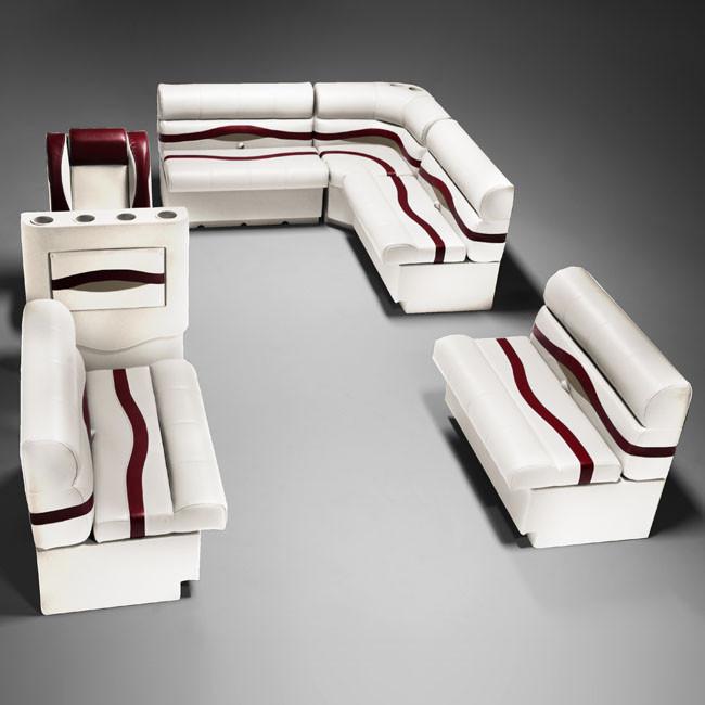 Ivory, Burgundy & Tan Pontoon Boat Seats